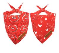 Realeaf Lot de 2 bandanas réversibles de Saint-Valentin pour chien, garçon et fille, tissu durable de qualité supérieure, bandana d'amour pour chiens de grande et très grande taille (taille XL)