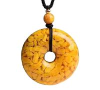 Realgar Collier avec pendentif en forme de donut en cinabre Feng Shui pour protection et prospérité, bijou en pierre naturelle sur cordon réglable (20 mm)