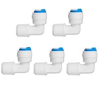 Realgoal 1/4" Push Fit Tube x1/4" Filetage Male coude raccord Rapide Pas de tuyauterie pour l'eau RO inverser Pur Filtre osmoseur (Paquet de 5)