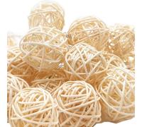 realideas Guirlande lumineuse LED en forme de boule en rotin - 4 m avec 20 boules de rotin - Fonctionne avec piles pour intérieur et extérieur - Guirlande lumineuse décorative pour chambre à coucher