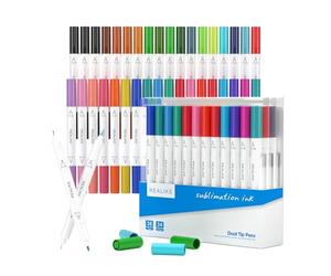REALIKE Lot de 36 Stylos de Sublimation Infusible Marqueur Compatible avec Cricut Joy Xtra Double Pointes 1.0/0.4 à Pointe Fine pour Dessin Marqueurs pour Sublimation sur Tasses et T-shirts Transfert