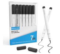 REALIKE Lot de 7 stylos noirs pour Cricut Joy : stylo à pointe fine, gel pailleté, marqueur, calligraphie, dessin compatibles avec Cricut Joy