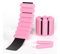 REALIKE Poids de cheville pour les femmes Poignet jambe Bracelet pondéré réglable pour Pilates Yoga marche aérobic 2 pièces en Set 1lb (453.5g) par pièce (PINK)