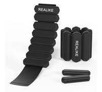 REALIKE Poids de cheville pour les femmes Poignet jambe Bracelet pondéré réglable pour Pilates Yoga marche aérobic 2 pièces en Set 1lb (453.5g) par pièce (BLACK)