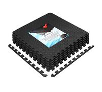 REALIKE Tapis de protection de sol en mousse EVA pour exercices de fitness, sport, jeux d'enfants (60 x 60 cm), Noir - 6 carreaux, 24 Square Feet-6 Tiles