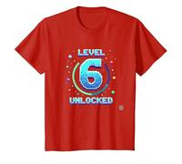 Réalisation de Jeu rétro débloquée de Niveau 6 T-Shirt, Enfant, Rouge, 2 Ans
