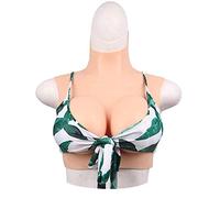 Réaliste Faux Seins en Silicone Artificielle Poitrine Forme,6Ème Génération Mastectomie Poitrine en Silicone B-H Cup Hommes Crossdresser Transgenre,Dark Brown,Gel H