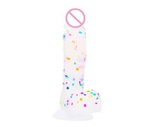 réaliste gode Gode confettis réaliste gode en silicone transparent ventouse forte pour pénis réaliste mains libres pour couple de femmes (22,5 cm)