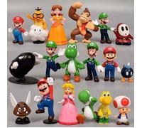 Réaliste Lot de 18 figurines de gâteau Super Mario Brothers - Ensemble de figurines d'action Mario Brothers - Jouets Mario Bros