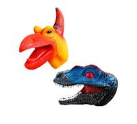 Realistic Articulated T-Rex Dinosaur Hand Puppet Kids Role Play Toy | Realistic Dual-Axis Jaw, Silicone Scale Texture, Storytelling Toy, Parent-Child Gift Ages 3-8(Pterodactyl+Raptor)