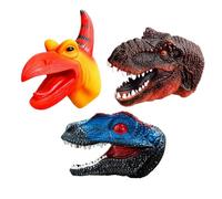 Realistic Articulated T-Rex Dinosaur Hand Puppet Kids Role Play Toy | Realistic Dual-Axis Jaw, Silicone Scale Texture, Storytelling Toy, Parent-Child Gift Ages 3-8(Three-pack)