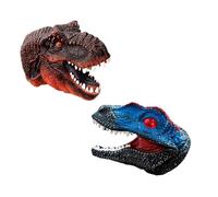 Realistic Articulated T-Rex Dinosaur Hand Puppet Kids Role Play Toy | Realistic Dual-Axis Jaw, Silicone Scale Texture, Storytelling Toy, Parent-Child Gift Ages 3-8(T-Rex+Raptor)