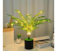 Realistic Artificial Twinkling Palm Tree Paradise Lamp,USB Powered LED Tropical Plant Light,Lighted Ambiance Tree with Lifelike Leaves for Bedroom,Desk,Home Office Or Party Decor (E)