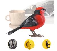 Realistic Birds Toy - Electronic Bird Toy | Talking Parrot Toý | 5.3x3.5 Inch ABS+PC, Chirping Head Rotation Beak Opening, Voice & Light Control, Cute Interactive Bird For Desk Pet, For Family Kids