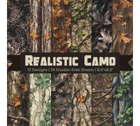 Realistic Camo Scrapbook Paper Craft Pad: 12 Hunting Camo Designs, 24 Double-Side Sheets Printed on 8.5"x8.5" Size Paper With Premium Color. Perfect ... Decoupage, Collage, DIY Project Etc