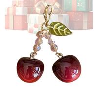 Realistic Cherry Keychain Pendant - Fruit Ornament Accessory Charm, 1.97 Inch Cute Style, Bag Accessory with Lightweight Portable Build, Fashion Item Playful Look, Keychain Charm for Bags Phones