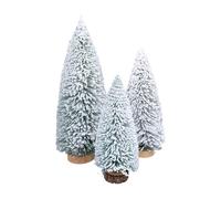 Realistic Christmas Tree Set, Snow Frost 3 Piece Mini Pine Festival Decoration for Fireplace, Office, Home, Party, Carnival Holiday Decor