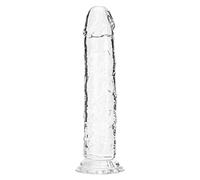 Realistic Dildo, Liquid Silicone Lifelike Huge Penis with Strong Suction Cup for Hands-Free Play, Flexible Cock with Curved Shaft and Balls for Vaginal G-spot and Anal Play (Transparent, 6.3 inches)