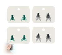 Realistic Fly Earrings, Novelty Personalized Prank Simulated Earring Halloween Costume Funny Novelty Abstract for Women Men (4PCSMIX)