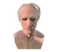 Realistic Old Man Masque, Prank Costume Personate, White Hair Beard Prop, Skin-Friendly Flexible Fit, Lifelike Facial Detail, for Masquerade Party Theater Holiday Gathering Use