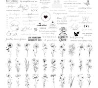 Realistic Temporary Tattoos 60 Sheets Small Fake Tattoos, 30 Pieces Significant Scripts Words Tattoos 30 Pieces Nature Wild Flower Tattoo Stickers For Women And Men