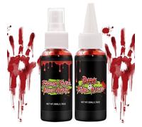 Realistic Vampire Fake Blood Kit - Washable Scary Undead Makeup, Spooky Hor | Halloween Liquid Blood Fake Halloween Makeup Cosplay Stage Horror Film Vampire Undead Bride Dress Up Clothes Costume Cosplay