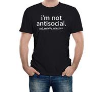 Reality Glitch I'm Not Antisocial Mens T-Shirt (L, Black)