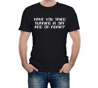Reality Glitch Men's Have You Tried Turning Off and on Again Funny IT Gaming Gift T Shirt (M, Black), Homme