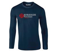 Reality Glitch Men's Kobayashi Porcelain Long Sleeve T-Shirt (XXX-Large, Navy Blue)