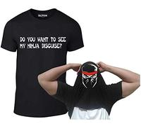 Reality Glitch Men's Ninja Red Band Disguise Funny Flip T-Shirt (M, Black), Noir, M Homme