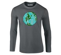 Reality Glitch Men's Prestige Worldwide Long Sleeve T-Shirt. (Large, Dark Grey)