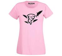 Reality Glitch Sharknado Womens T-Shirt (Medium, Pink)