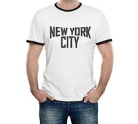 Reality Glitch Shirt pour Homme inspiré de la Musique de New York City (L, Blanc/Noir)