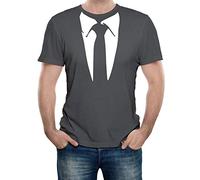 Reality Glitch - T-shirt pour homme avec costume de smoking et col - Déguisement fantaisie amusant, gris foncé, XXL