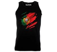Reality Glitch Torn Portugal Flag Mens Vest (Black, M)