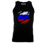 Reality Glitch Torn Russia Flag Mens Vest (Black, L)