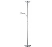 Reality, Lampadaire, Ackbar incl. 1 x LED,SMD,18,0 Watt,3000K,1700 Lm. incl. 1 x LED,SMD,4,0 Watt,3000K,350 Lm. Acryl, Transparent claire, Corps: metal, Nickel mat L:31,0cm, H:182,5cm, P:51,0cm IP20