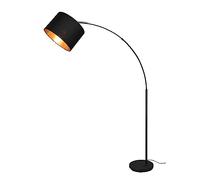 Reality, Lampadaire, Bolivia 1xE27, max.10,0 W Tissu, noir or, Corps: Métal, noir mat L:35,0cm, H:171,0cm, Ø:35,0cm, P:120,0cm Interrupteur pied,IP20,Sans illuminant