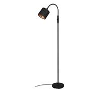 Reality Lampadaire TOMMY R46331079, métal noir mat, abat-jour en tissu noir, doré, exclusif 1x E14