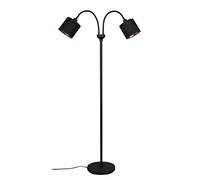 Reality Lampadaire TOMMY R46332079, métal noir mat, abat-jour en tissu noir, doré, exclusivité 2x E14