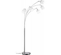 Reality Lampe à arc TOMMY R46330501, Métal, Nickel mat, Abat-jour en tissu blanc