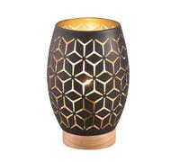 Reality Lampe de table Bidar R51571080, métal noir mat, bois naturel, sauf 1x E27