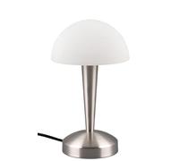 Reality Lampe de table Canaria R59561107, métal nickel mat, verre blanc essuyé, avec LED E14 de 4,9 watts, On/Off Touch