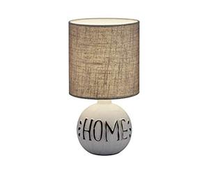 Reality Lampe de table ESNA R50651025, Céramique, Abat-jour en Tissu Blanc/Gris