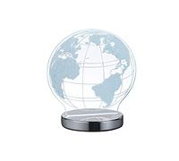 Reality, Lampe de table, Globe incl. 1 x LED,SMD,7,0 Watt,3000 - 6500K,400 Lm. Acryl, Transparent claire, Corps: metal, Chrome L:17,5cm, L:12,0cm, H:20,0cm IP20,Interrupteur de cordon