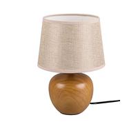 Reality Lampe de table LUXOR R50631035, céramique couleur bois, abat-jour beige, sans 1x E27