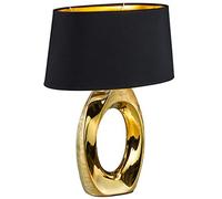 Reality, Lampe de table, Taba 1xE27, max.60,0 W Tissu, Noir, Corps: Céramique, or L:38,0cm, L:24,0cm, H:52,0cm Interrupteur de cordon, IP20, Sans illuminant