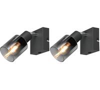 Reality Leuchten Applique murale CADIZ R81781042, Métal anthracite, Verre Chrome Vaporisé, excl. 1x E14 (Lot de 2)