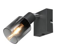 Reality Leuchten Applique murale CADIZ R81781042, Métal anthracite, Verre Chrome Vaporisé, excl. 1x E14