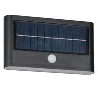 Reality Leuchten Applique murale d'extérieur LED RAMOS R24746232, Plastique Noir mat, 8 Watt LED, Hybride Solaire/Batterie, Capteur crépusculaire, Capteur de mouvement